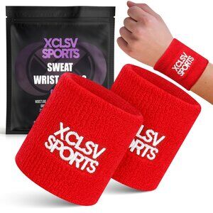 Red Terry Cloth Sweat-Wicking Sports Wrist Band